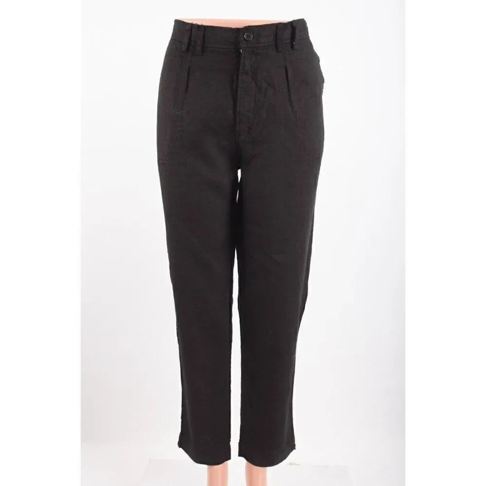 People Like Frank Womens Pants Size 6 Black Linen Straight Fit NWT